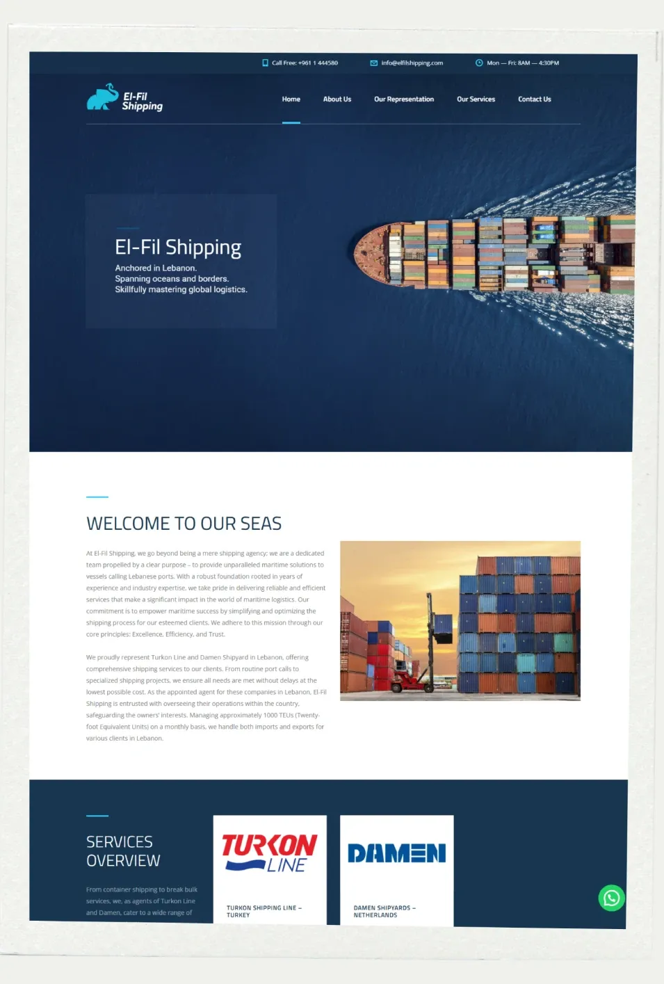 El Fil Shipping website screenshot 2