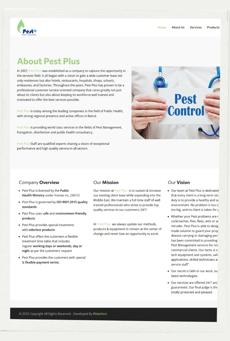 Pest Plus website screenshot 2