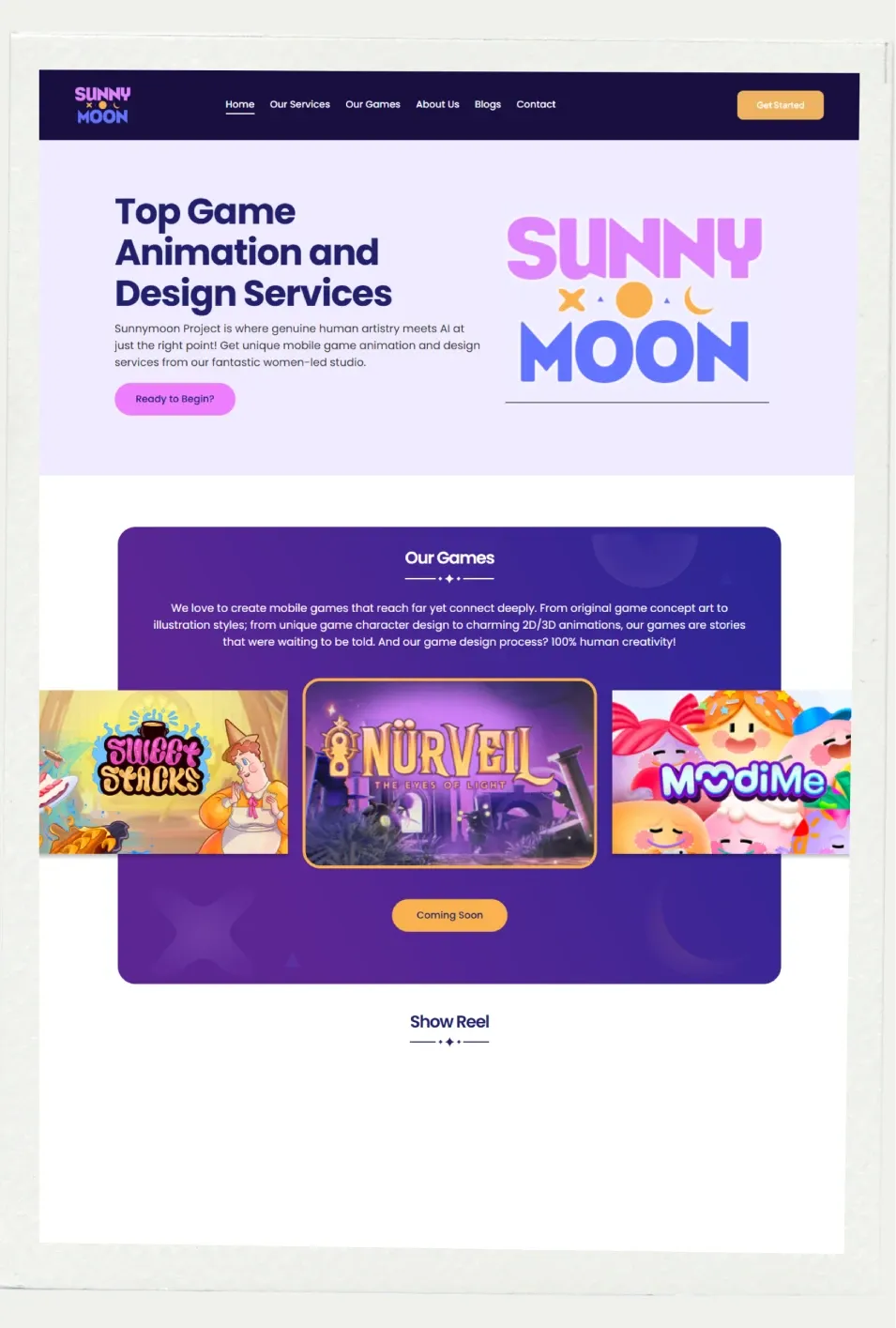 Sunny Moon website screenshot 2