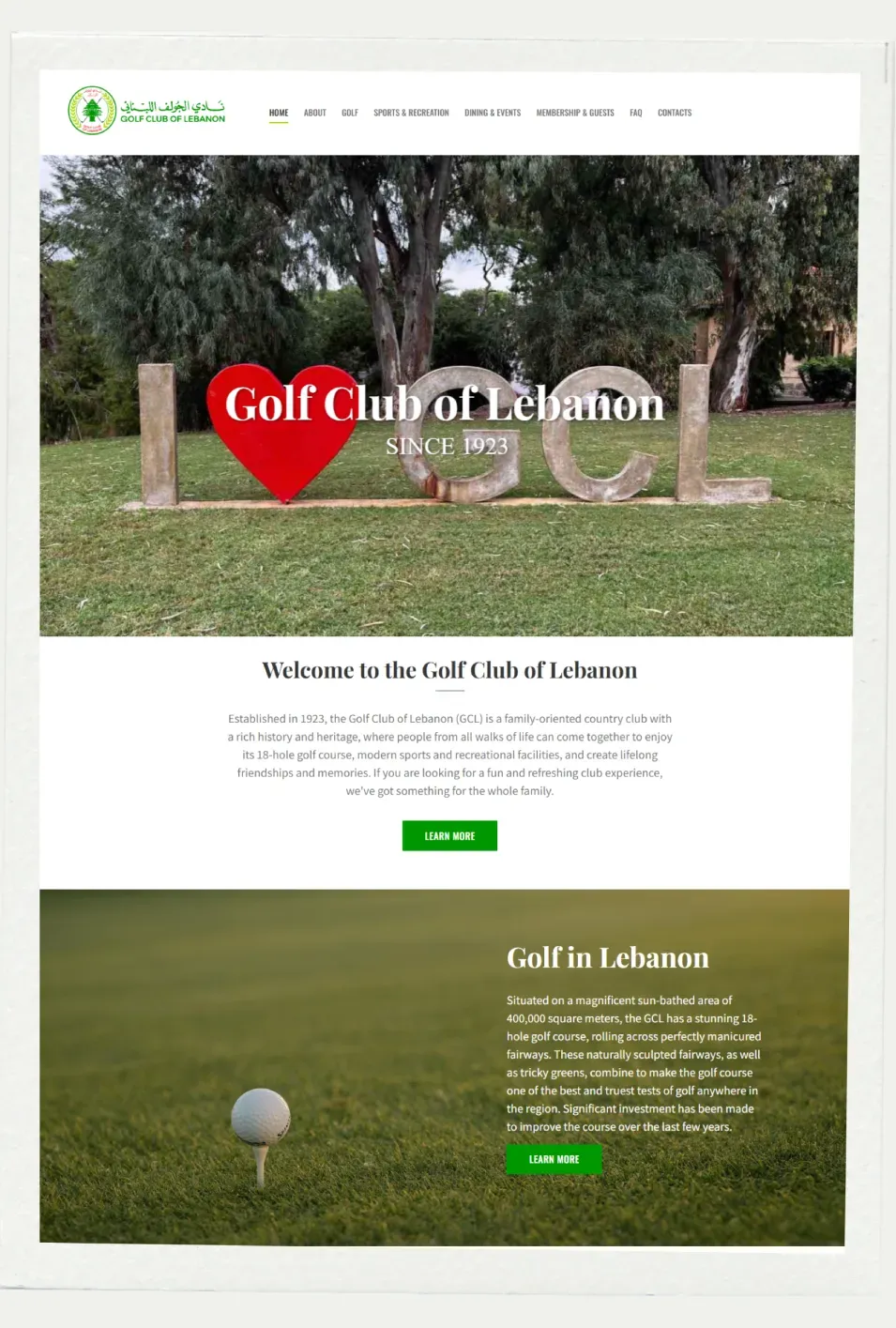 Golf Club Of Lebanon website screenshot 2