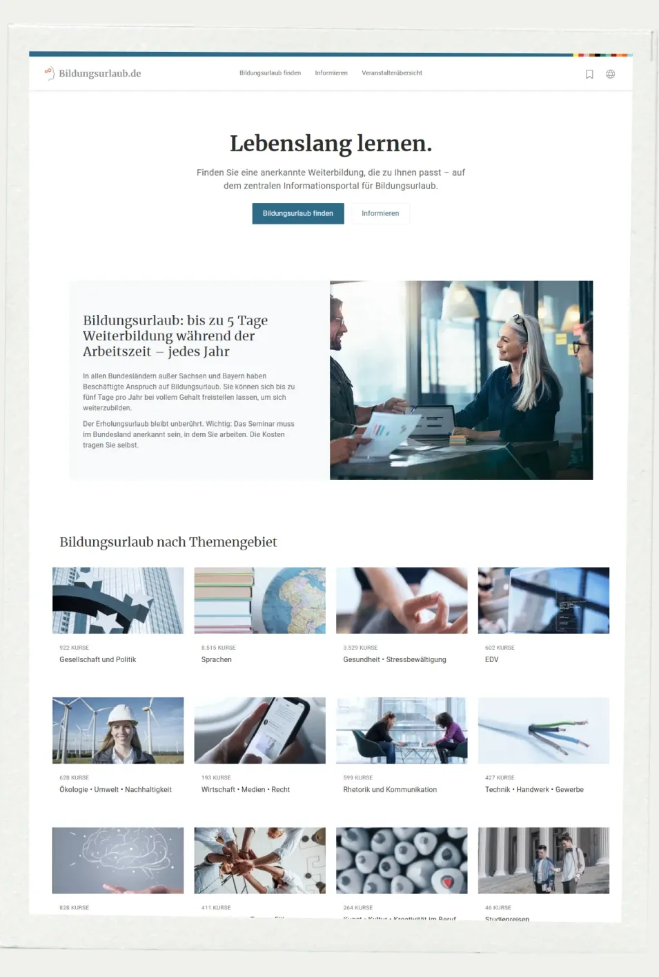 Bildungsurlaub.de website screenshot 2
