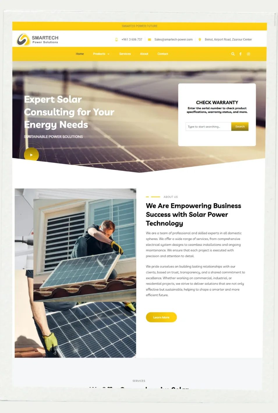 Smartech Power Solutions website screenshot 2