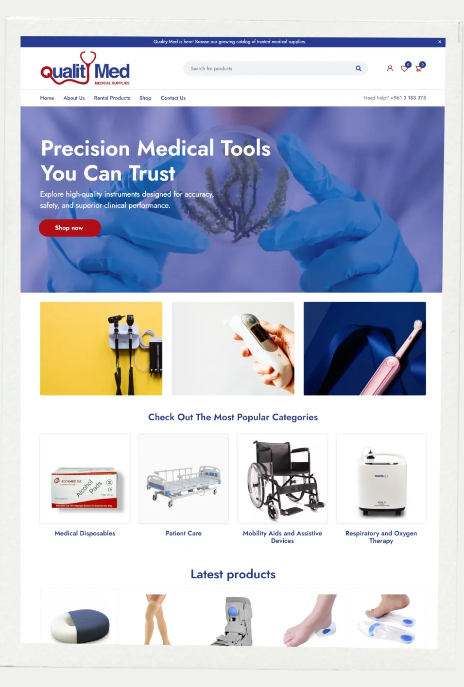 Quality Med website screenshot 2
