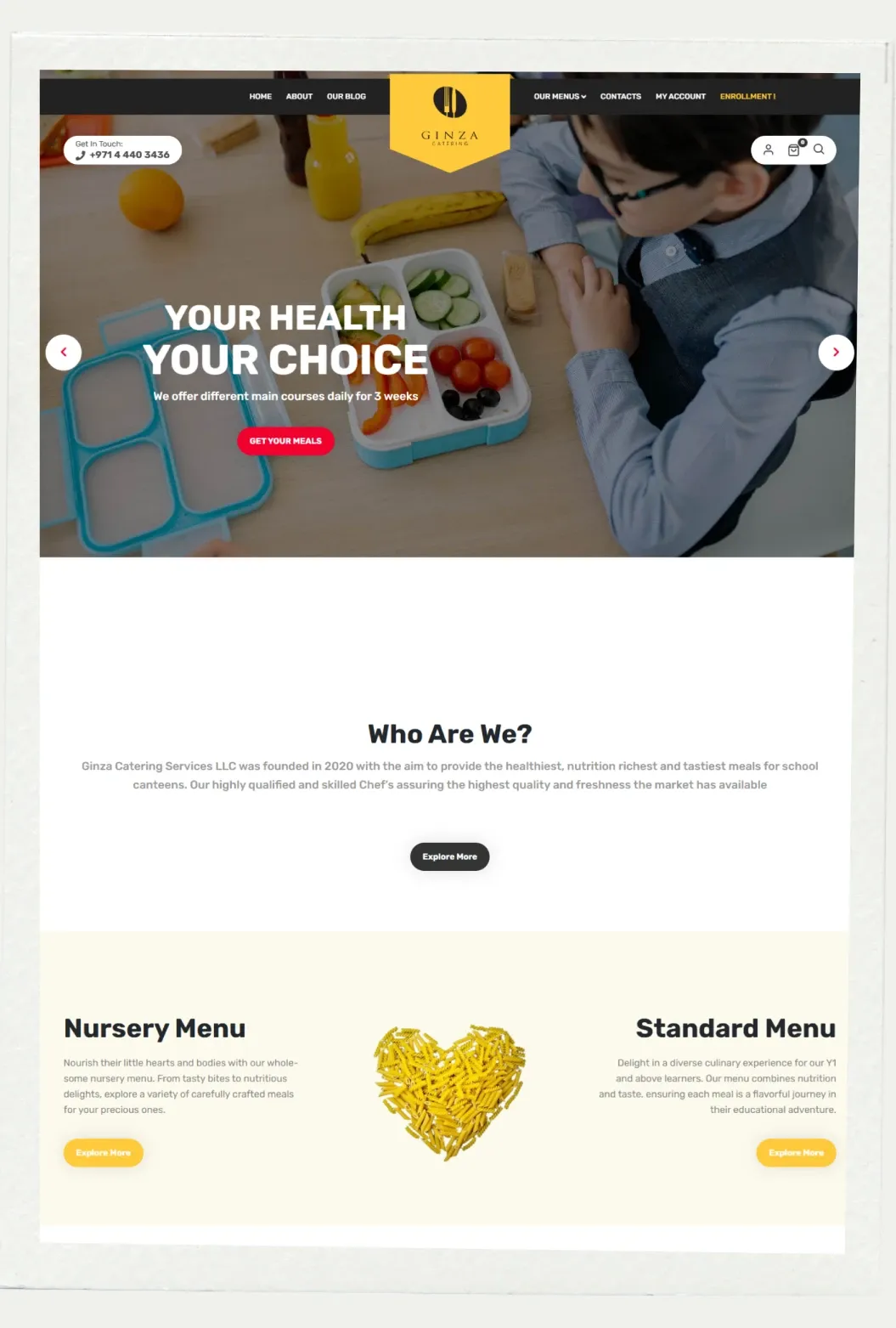 Ginza Catering website screenshot 2
