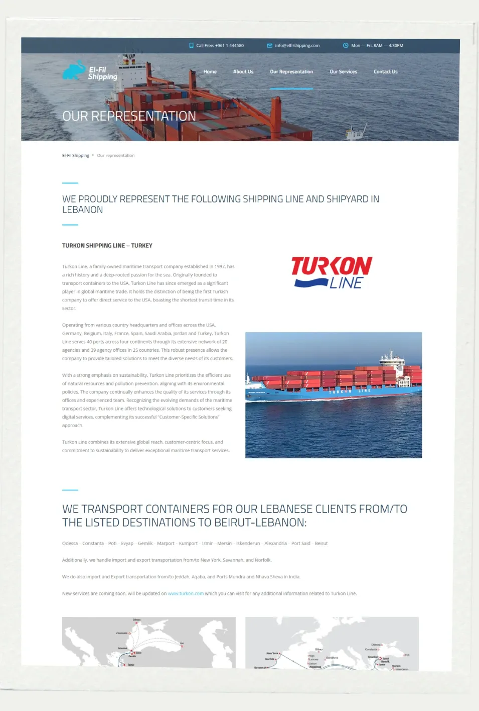 El Fil Shipping website screenshot 3