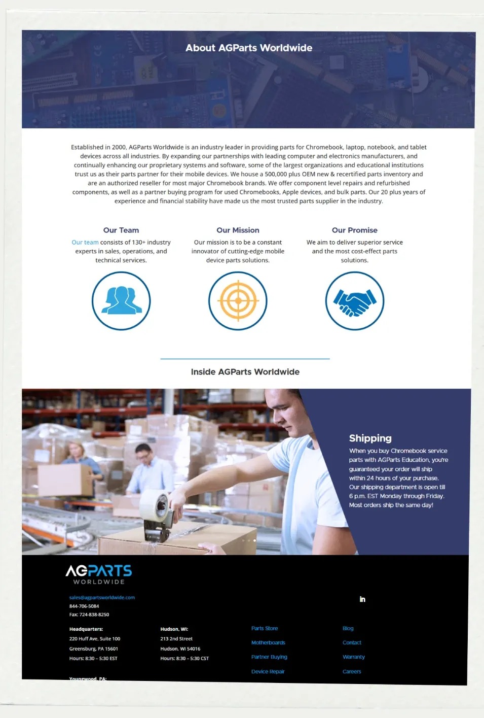 AGparts Worldwide website screenshot 4