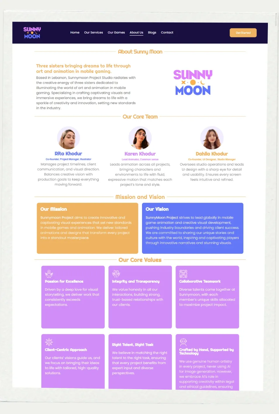 Sunny Moon website screenshot 4