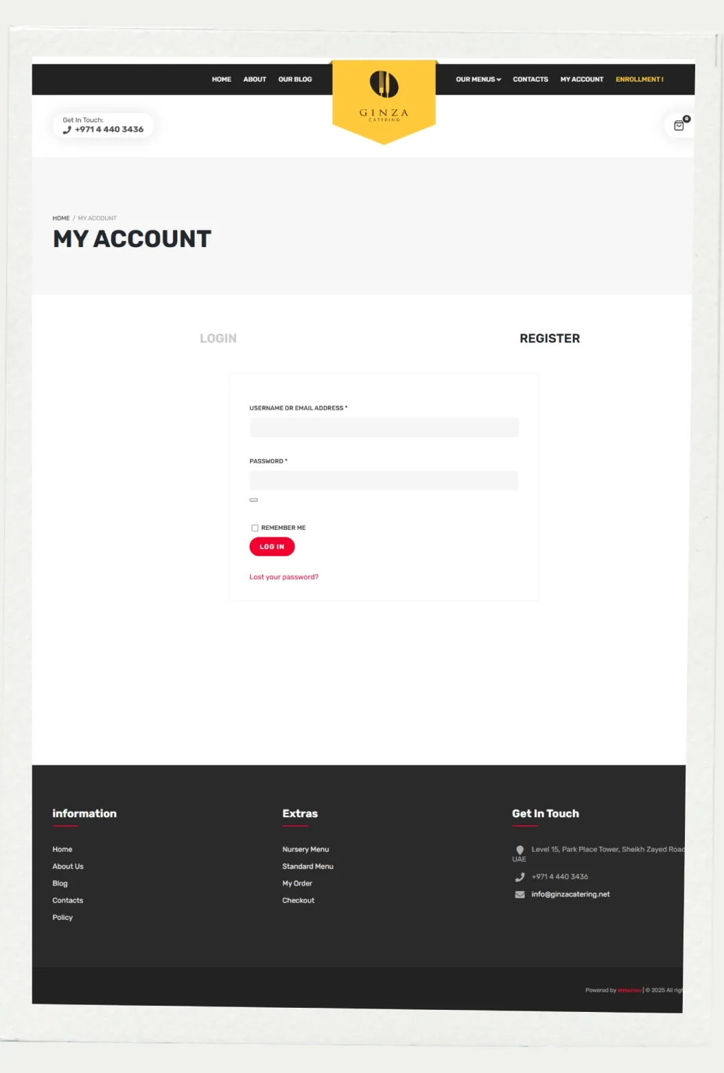 Ginza Catering website screenshot 4