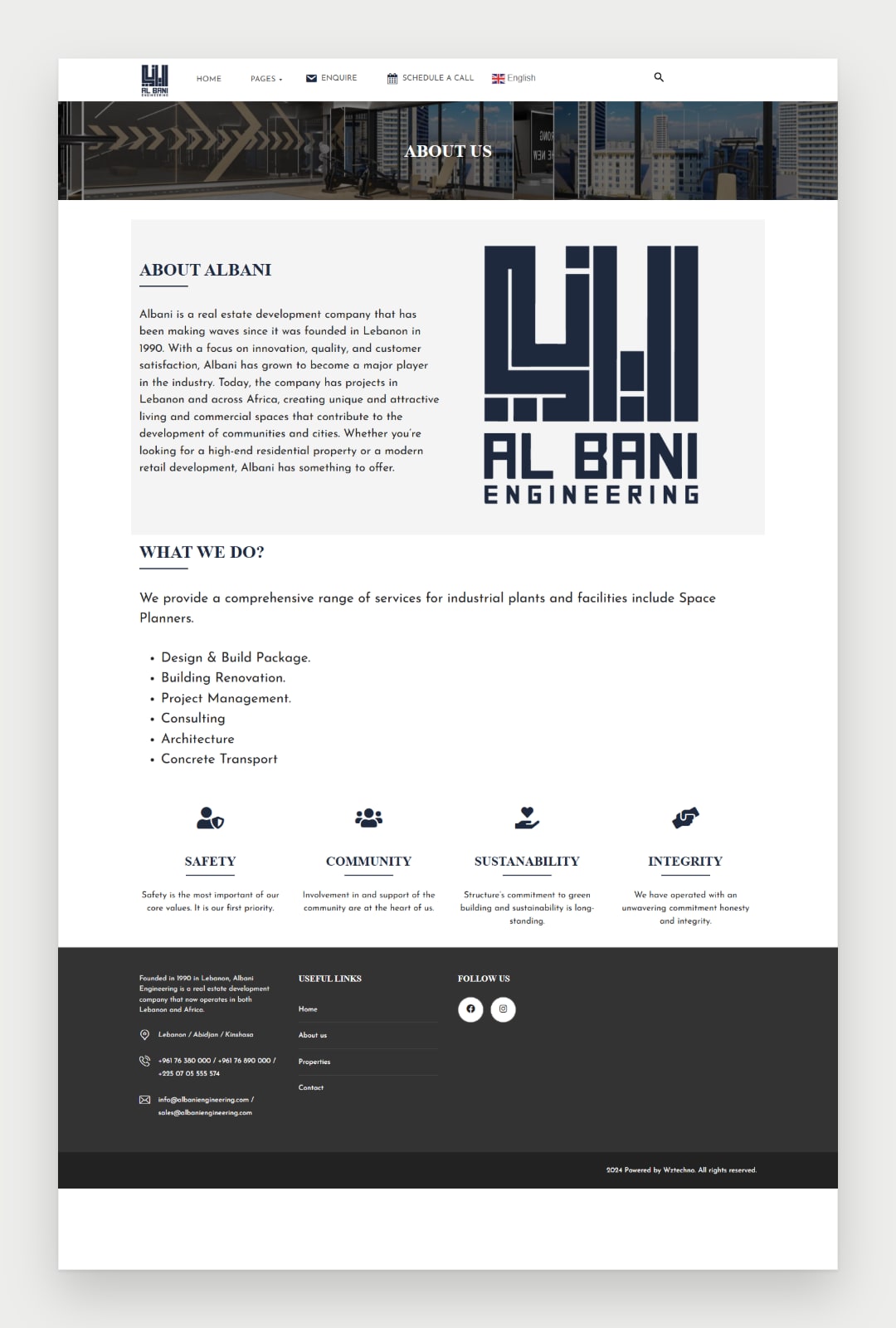 Albani Engineering website screenshot 3