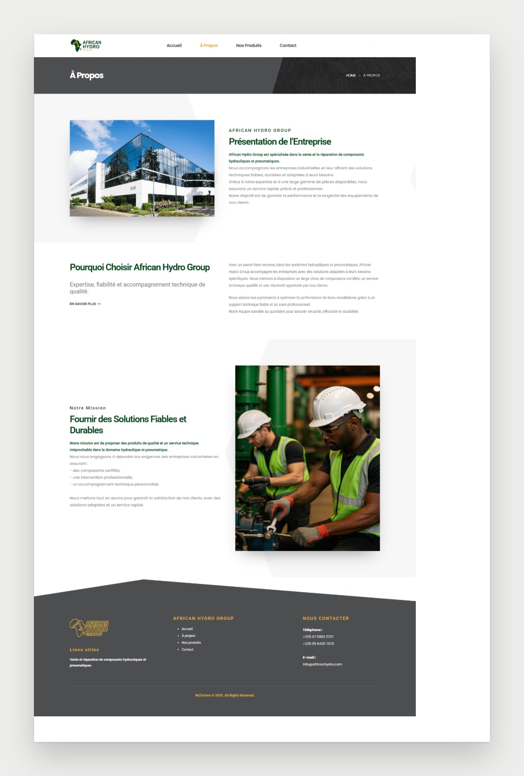 African Hydro Group website screenshot 3