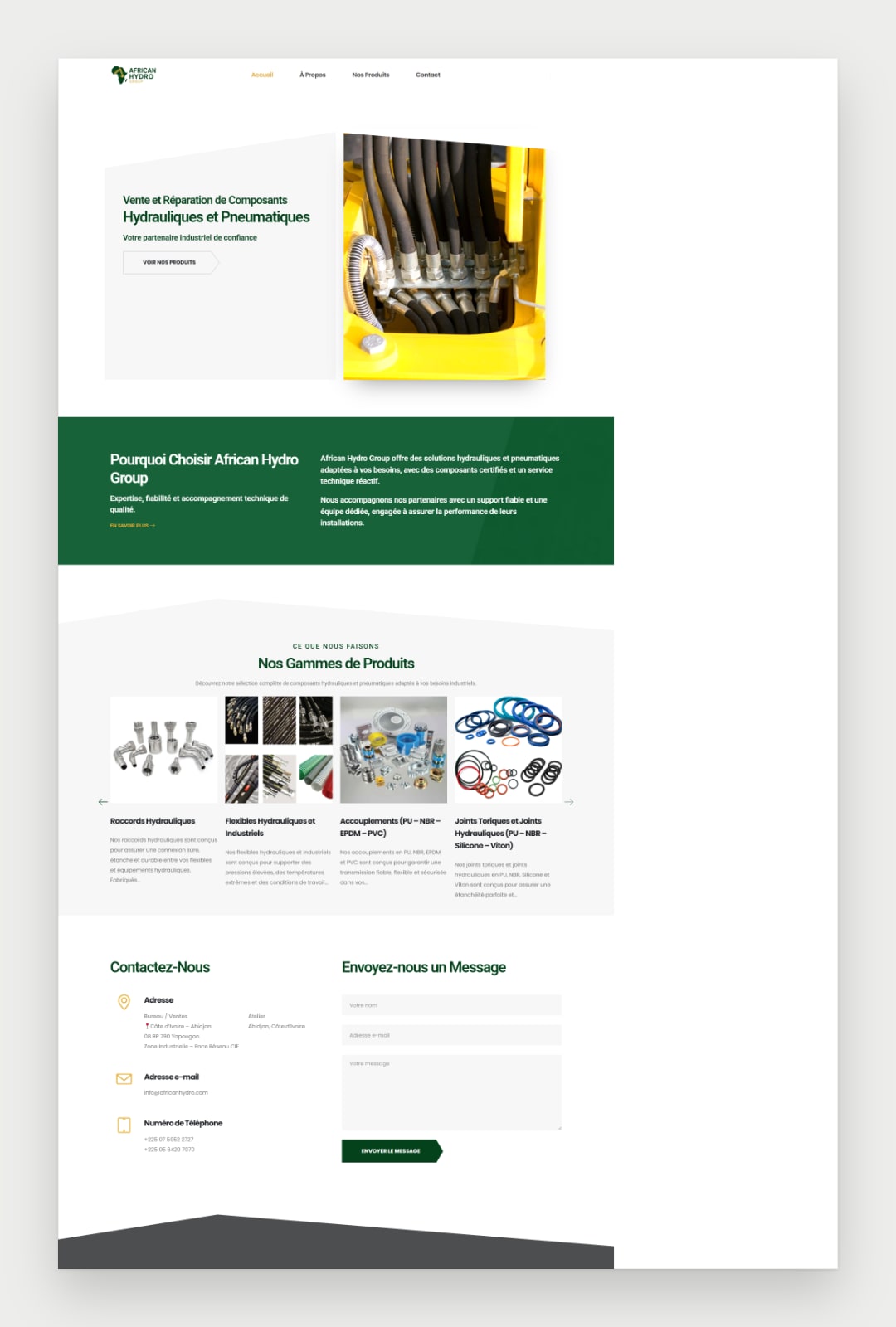 African Hydro Group website screenshot 2