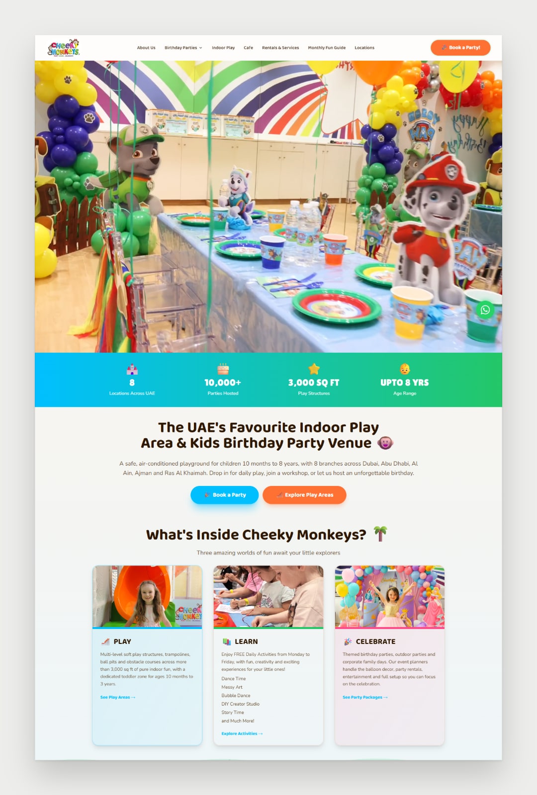 Cheeky Monkeys UAE website screenshot 2