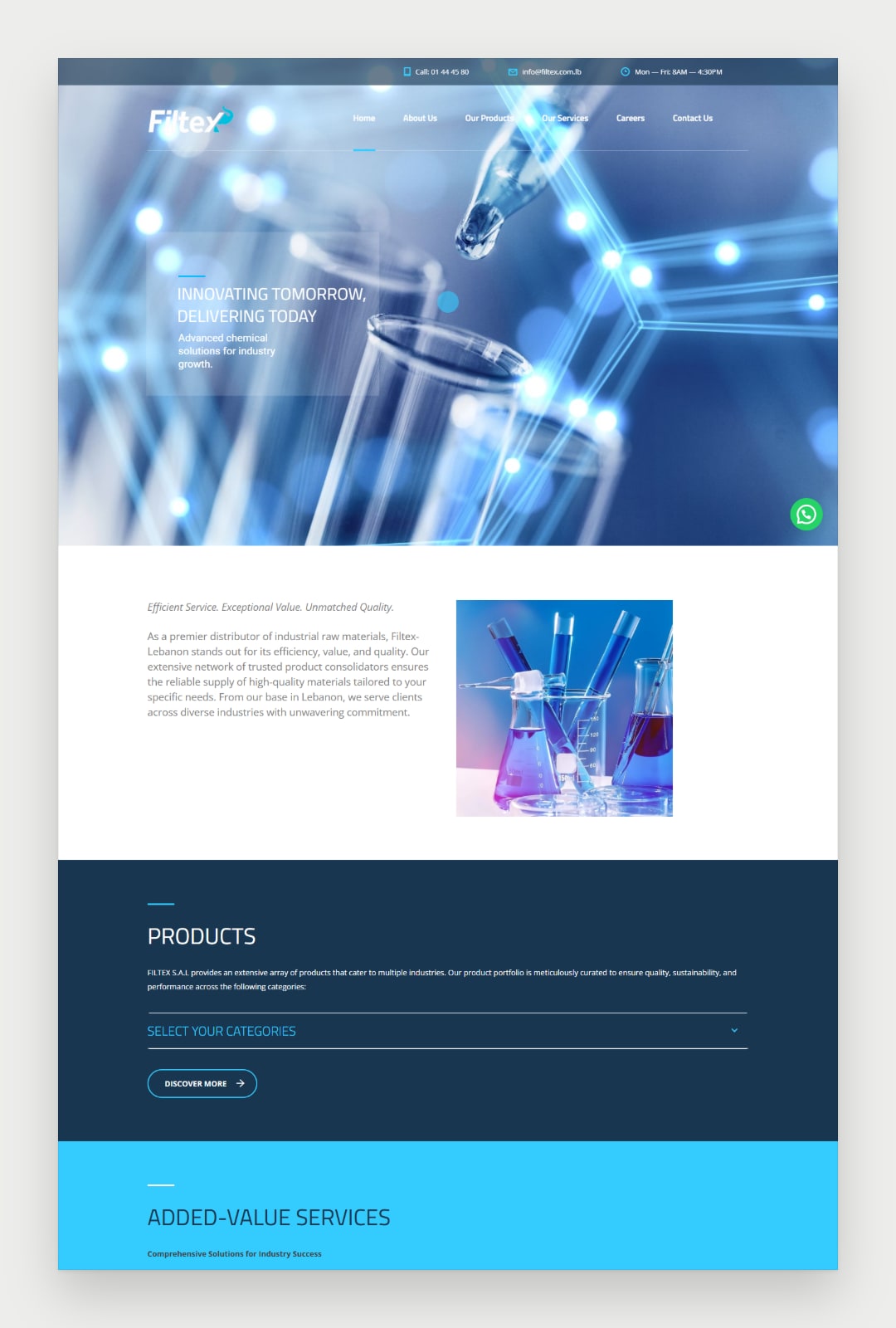 Filtex website screenshot 2
