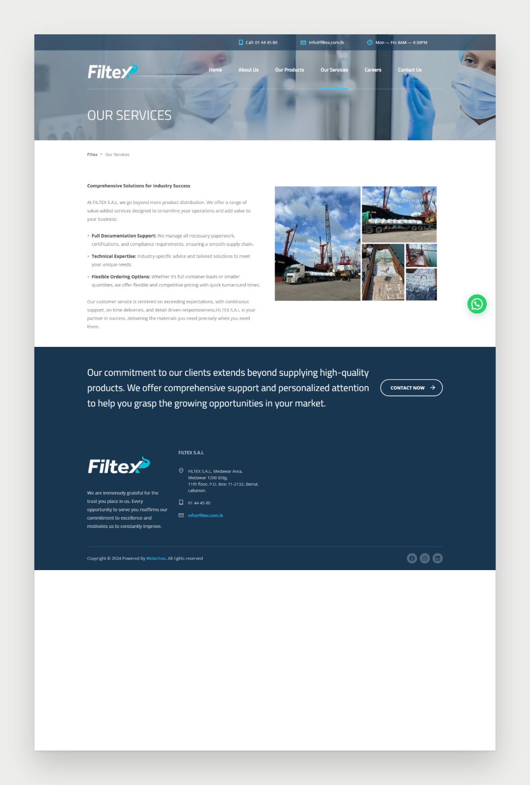 Filtex website screenshot 5