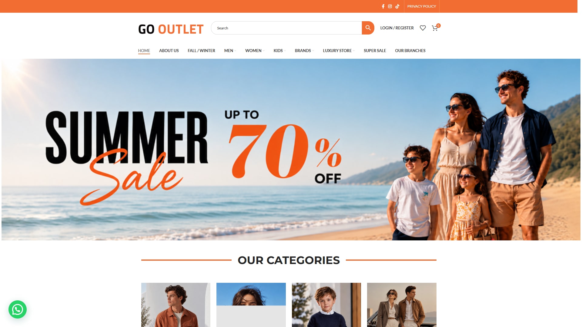 Go Outlet website screenshot 1