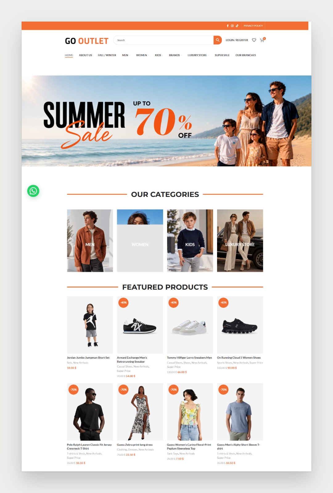 Go Outlet website screenshot 2