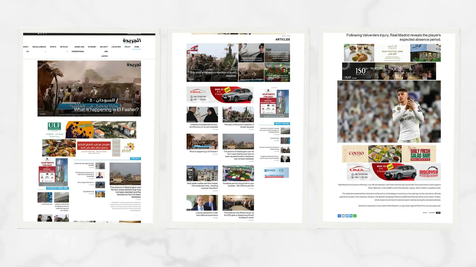 Al Jareeda website screenshot 1