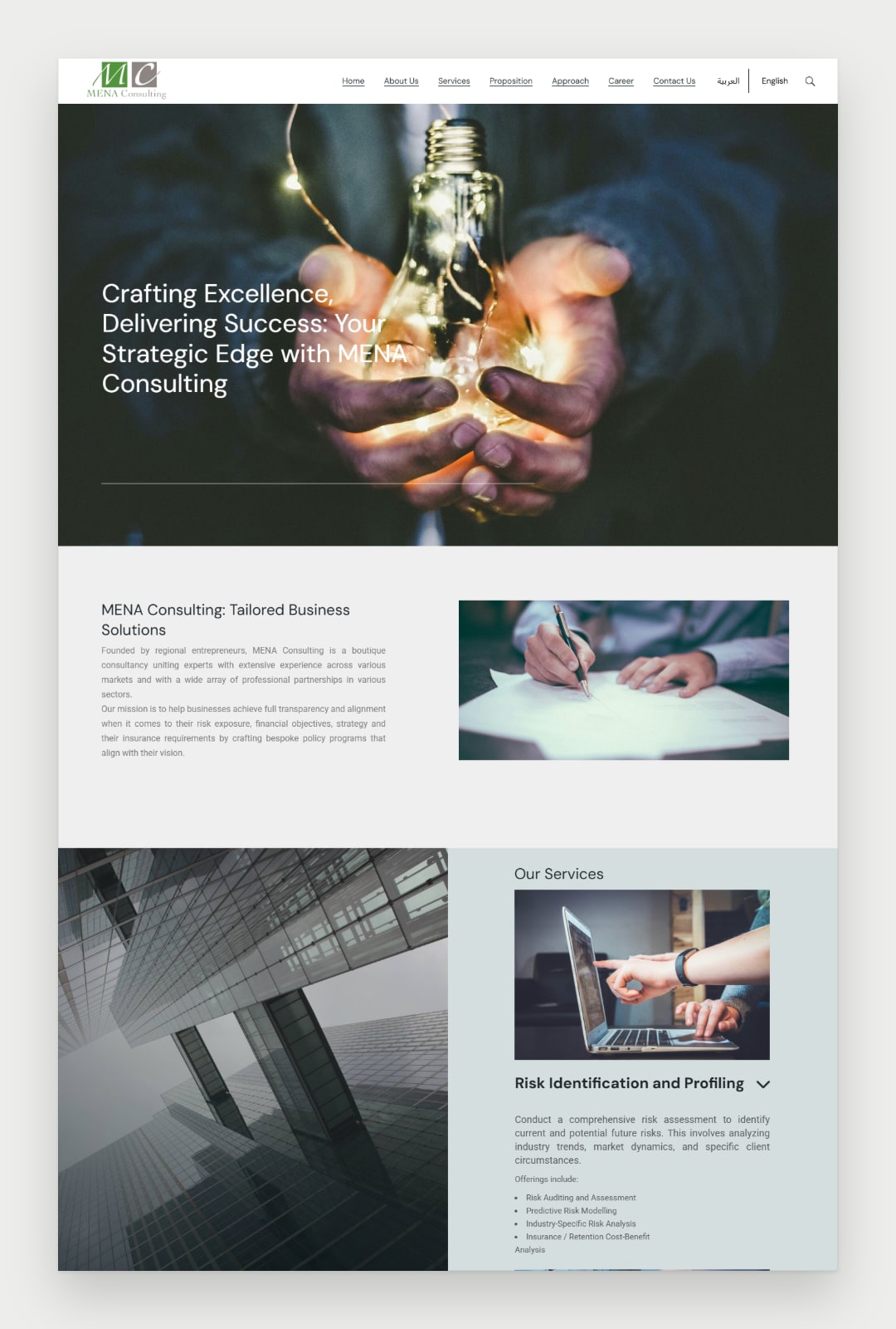 MENA Consulting website screenshot 2