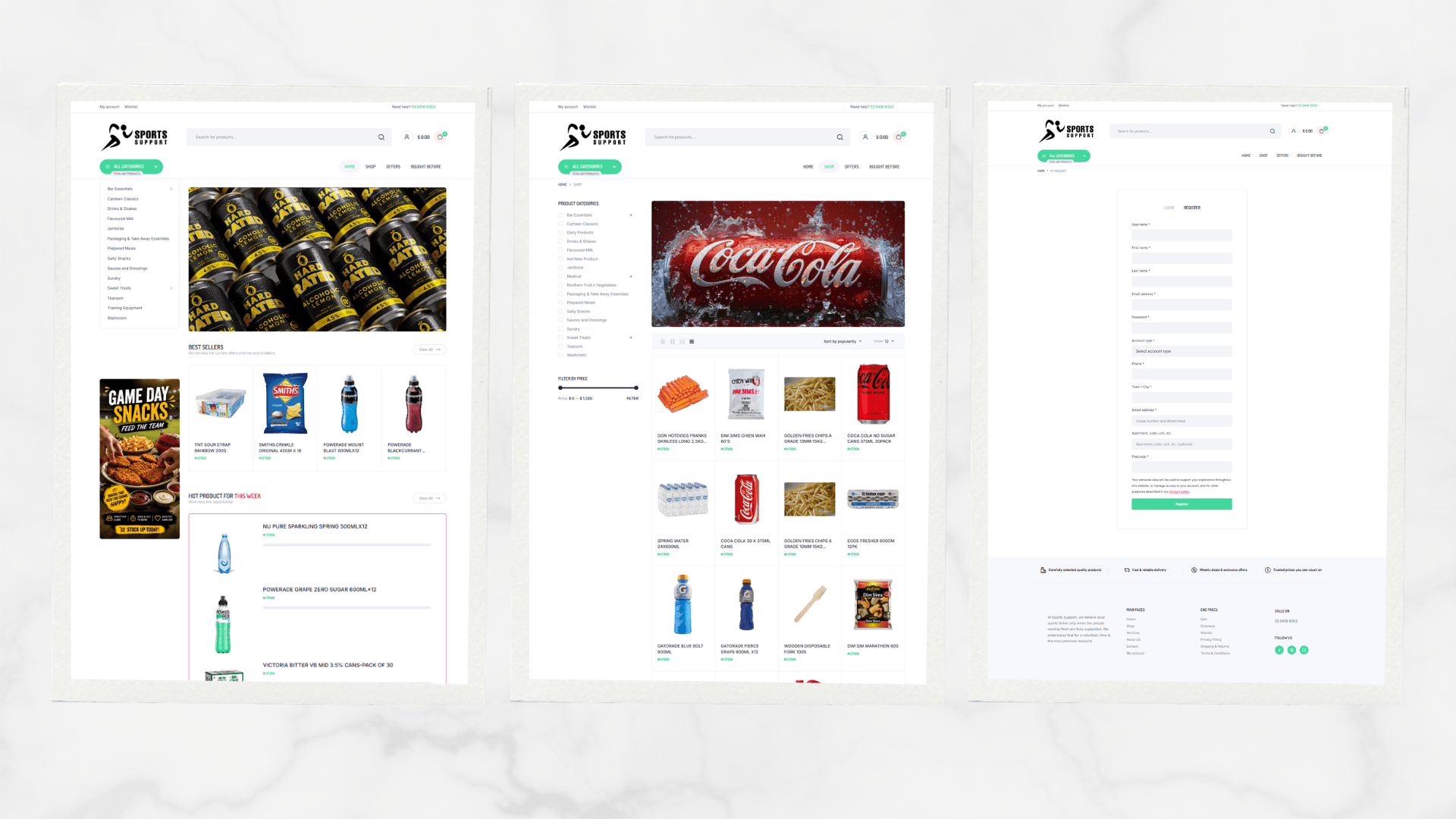 Sport Support website screenshot 1