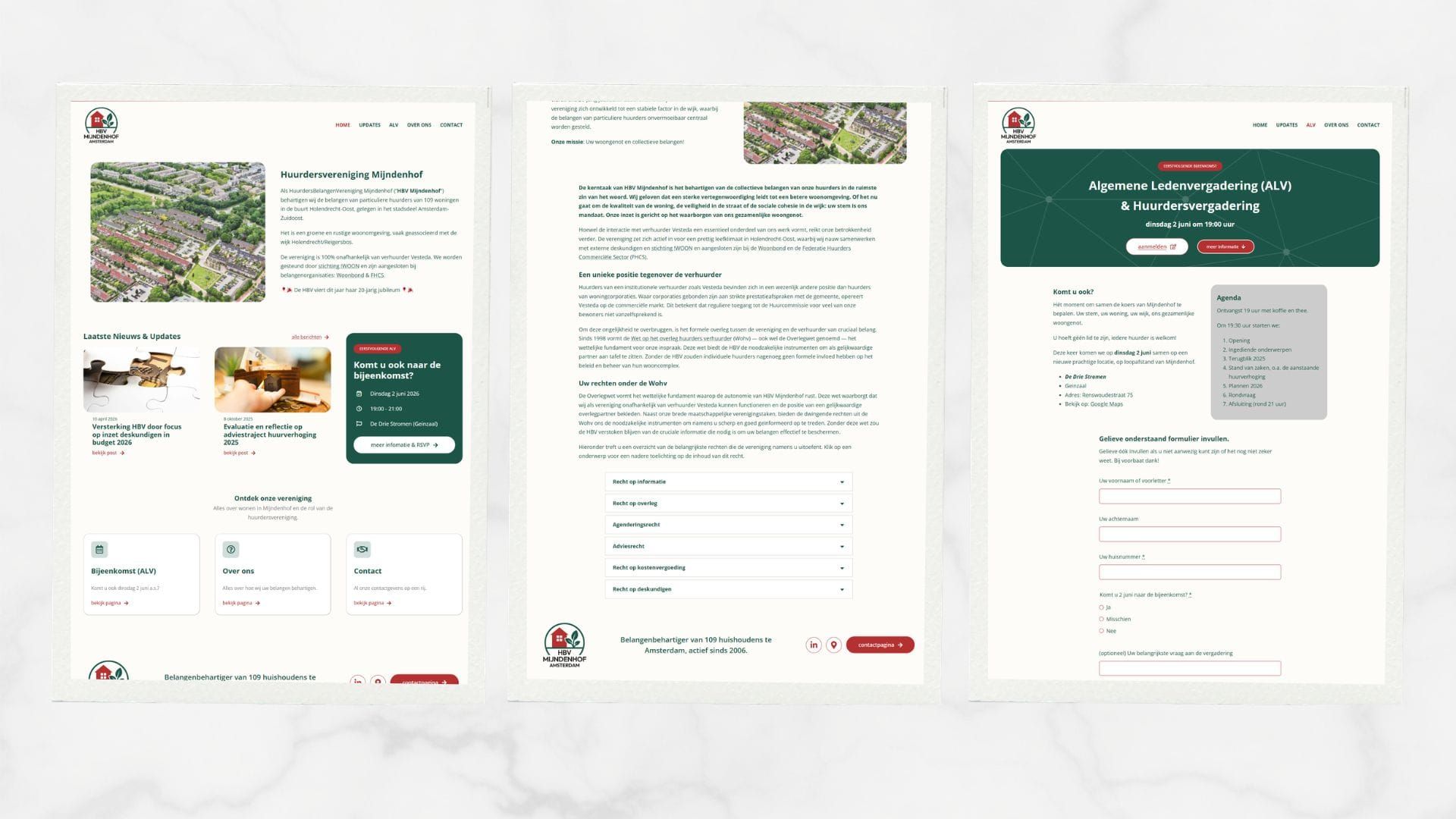 Hbv Mijndenhof website screenshot 1