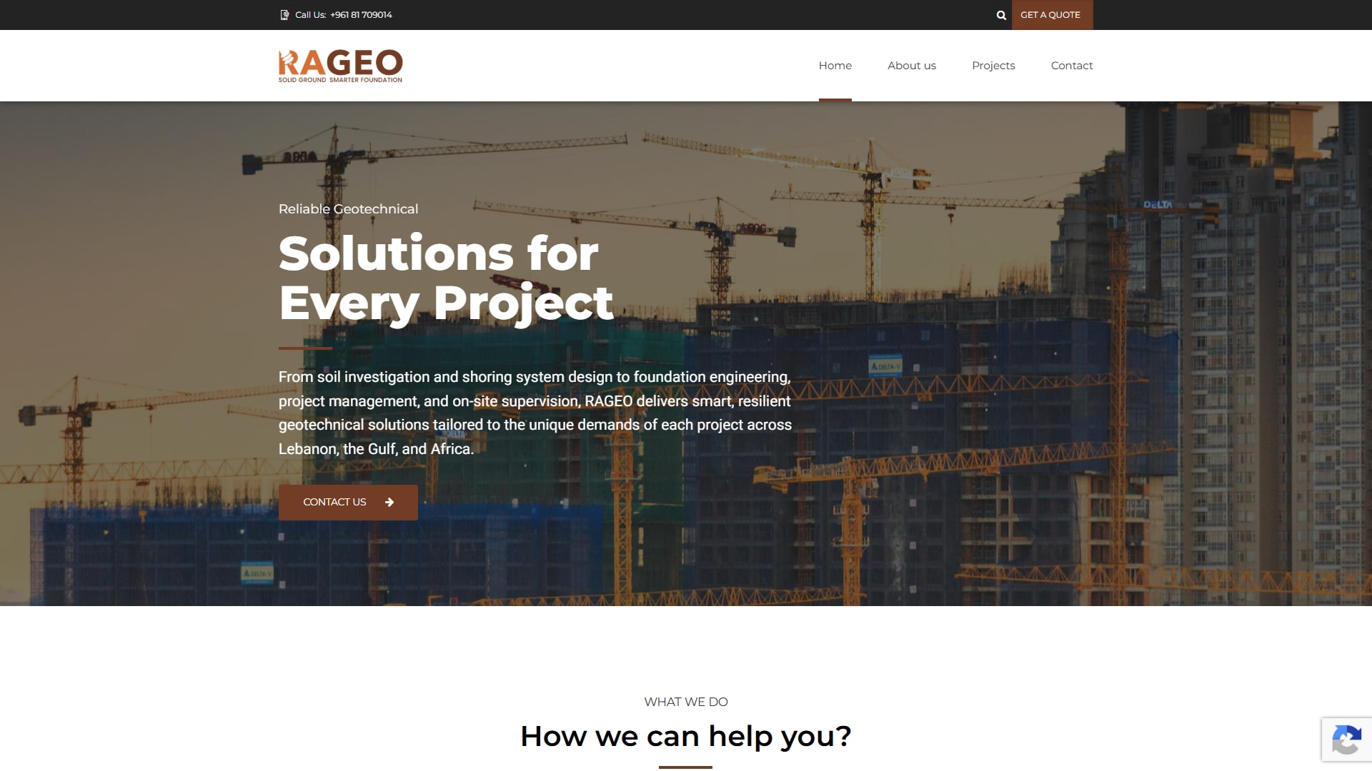 Rageo Engineering website screenshot 1