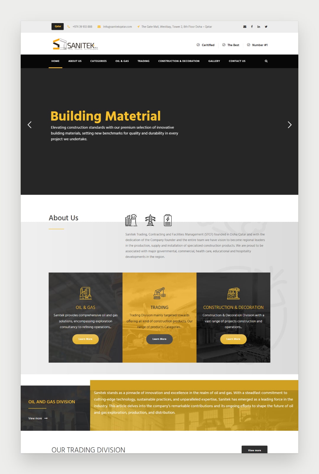 Sanitek Qatar website screenshot 2