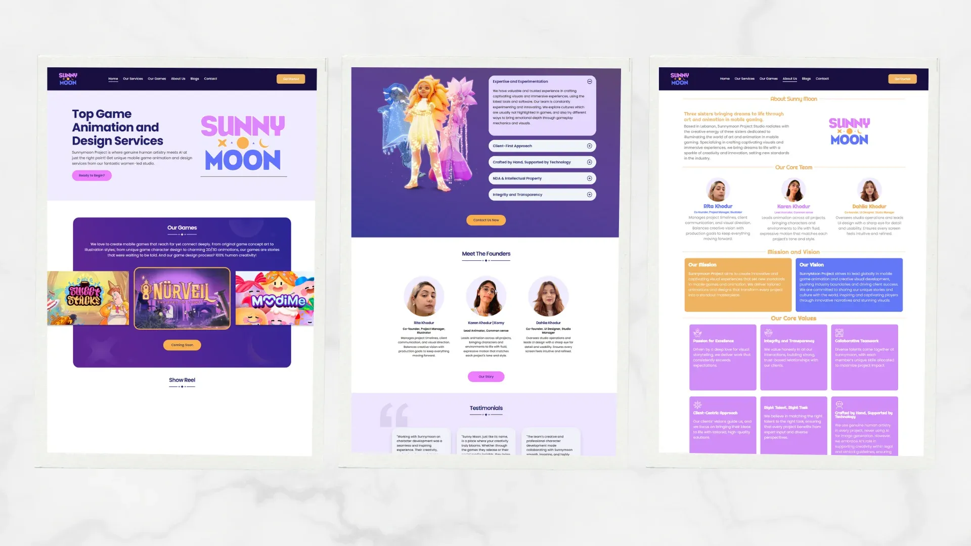 Sunny Moon website screenshot 1