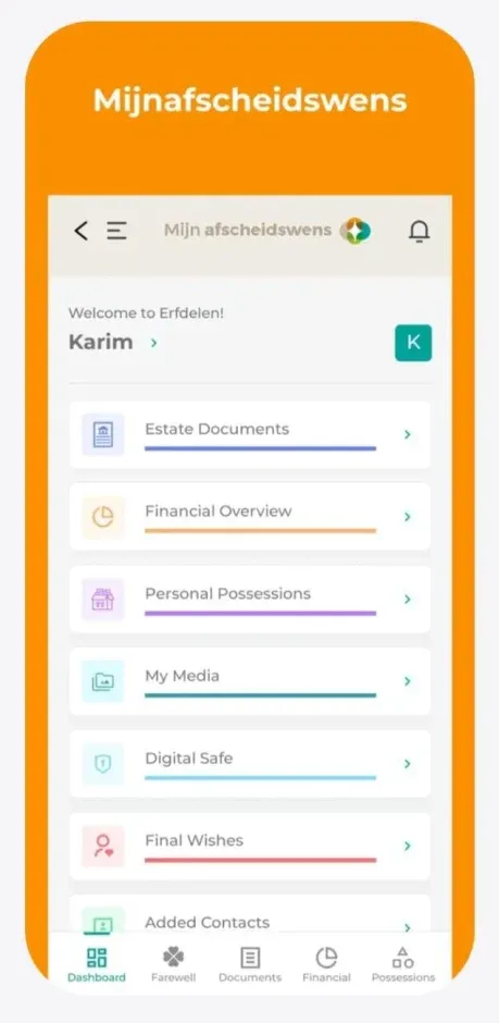 Mijn Afscheidswens app screenshot 2